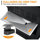 4 Led Burner Propane Gas Grill with Side Burner & & Visual Glass, Stainless Steel Gas Grill with Enameled Cast Iron Grates