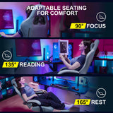 Ergonomic Gaming Chair with Pocket Spring Cushion, Adjustable Linkage Armrests, Footrest, and Lumbar Support