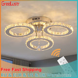 Modern Ceiling Lamp Pendant Light Crystal Led Chandelier Fixture Rings Stainless Steel Plafonnier Kids Bedroom Home Decor Indoor