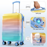 20"Carry-On Luggage with Cup Holder–Lightweight Glossy Hardshell Suitcases with Spinner Wheels TSA Lock Airline Approved