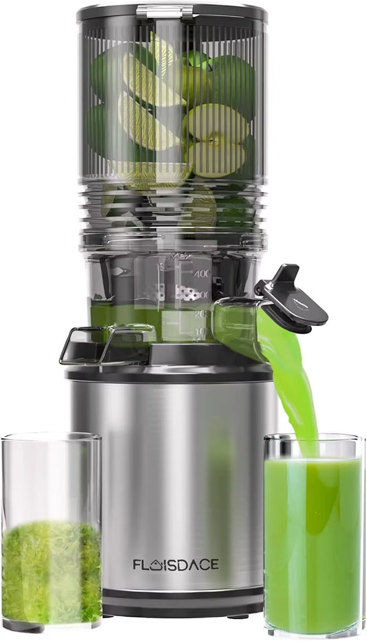 6.5" Large Feed Chute Electric Slow Masticating Juicer, 350W for Whole Fruits and Vegetables, Easy Clean Assembly