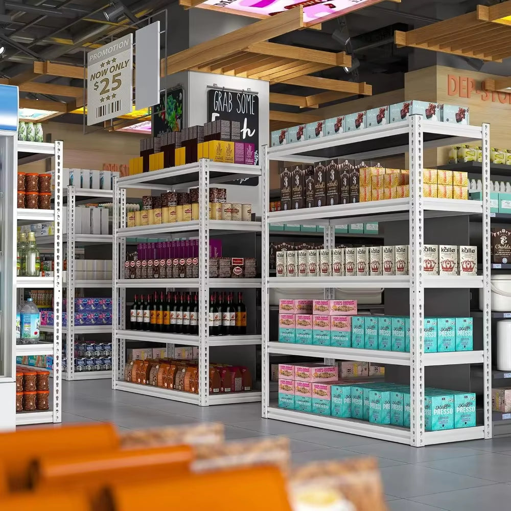 5 Tier Storage Shelves, 2500LBS Adjustable Metal Shelving Unit, White Shelves for Pantry, Kitchen, Garage,, Customized