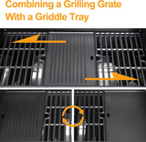 4 Burner Propane Gas BBQ Grill with Side Burner - 46890 BTU Output Stainless Steel Grill with Enameled Cast Iron Cooking Grid Si