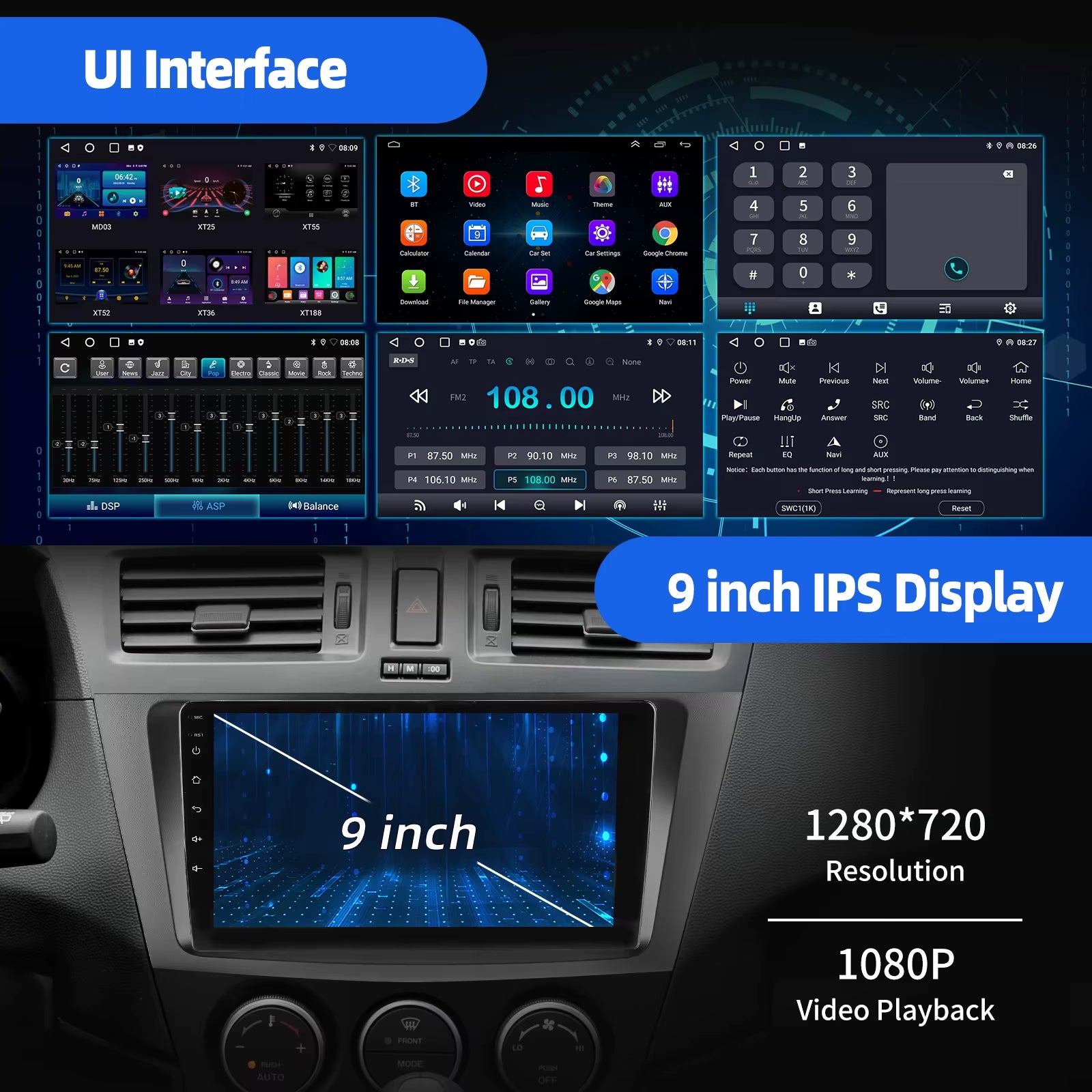 9" for Mazda5 2010-2015 Carplay Android Auto Car Stereo Multimedia Player Radio Android 14 GPS Navi Wifi BT FM SWC USB