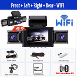 360° Car Dash Cam WIFI APP Video Recorder 1080P Car DVR 3/4 Lens Front inside Rotatable and Rear View Night Vision Black Box