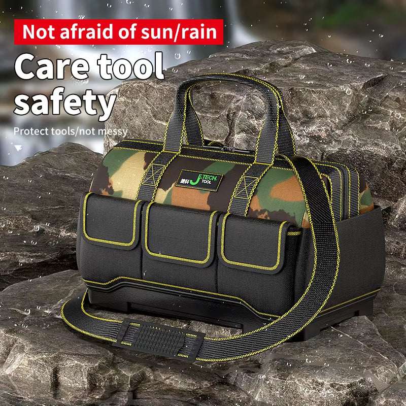 Large Soft-Sided Tool Bag with Reinforced Bottom - Spacious Multi-Pocket Design for Organizing Wrenches, Screwdrivers & Tools