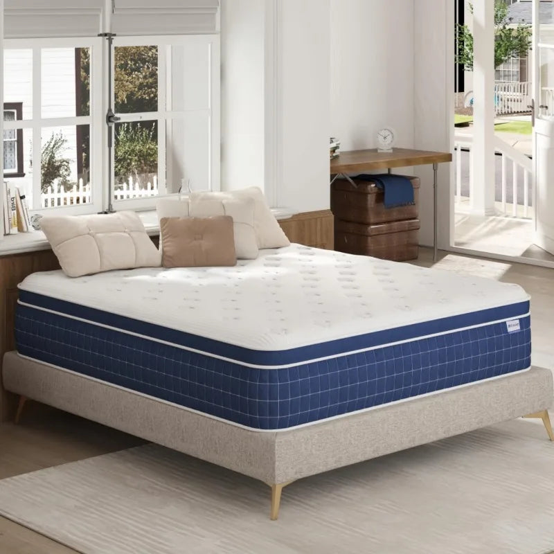 14 Inch Firm Hybrid Queen Size Mattresses in a Box, Mattress Upgrade Strengthen with Memory Foam