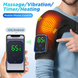 Wireless Shoulder Massager Pad Wrap App-Controlled Graphene Heating 7 Temp Levels 3 Vibration Modes 3 Timers LCD Muscle Relax