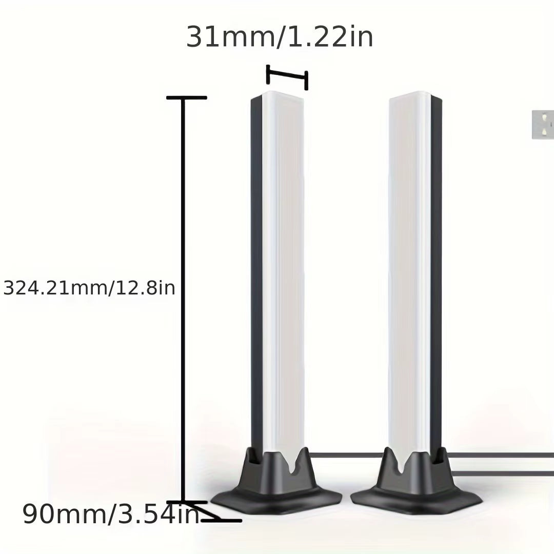 1 Pair RGB Rhythm Light 180° Smart Light Bars,Gaming LED Lights,16 Million DIY Color Adjustments,Remote Control,Usb Pickup Light Speakers