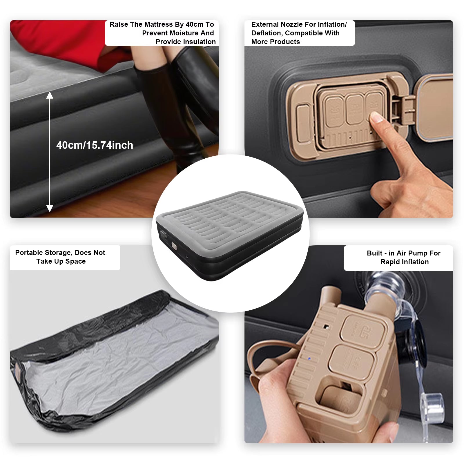 200X150X40Cm Automatic Inflatable Mattress Camping Home Built-In Pump Bed Thickened for Indoor Outdoor Rest Lazy Sleeping Mat