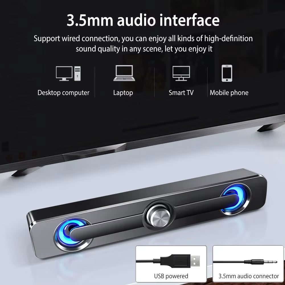 PC Sound Bar Bluetooth USB Wired Speakers Bar Stereo Speaker for Projector PC Laptop Phone Computer 3.5Mm Aux Speaker