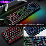USB Keyboard and Mouse Gaming Headset Combos 4 in 1 English Gaming Wired RGB Keyboard Mouse Set with Mouse Pad and Headphones