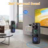 Dual 6.5" Woofer Portable FM Bluetooth Party Speaker Heavy Bass Sound with Mic
