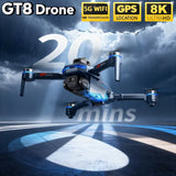 For Genuine GT8 Drone 4K Professional Dual Camera FPV GPS Brushless Motor Optical Flow Hovering Folding Quadcopter 4K 8K RC Dron