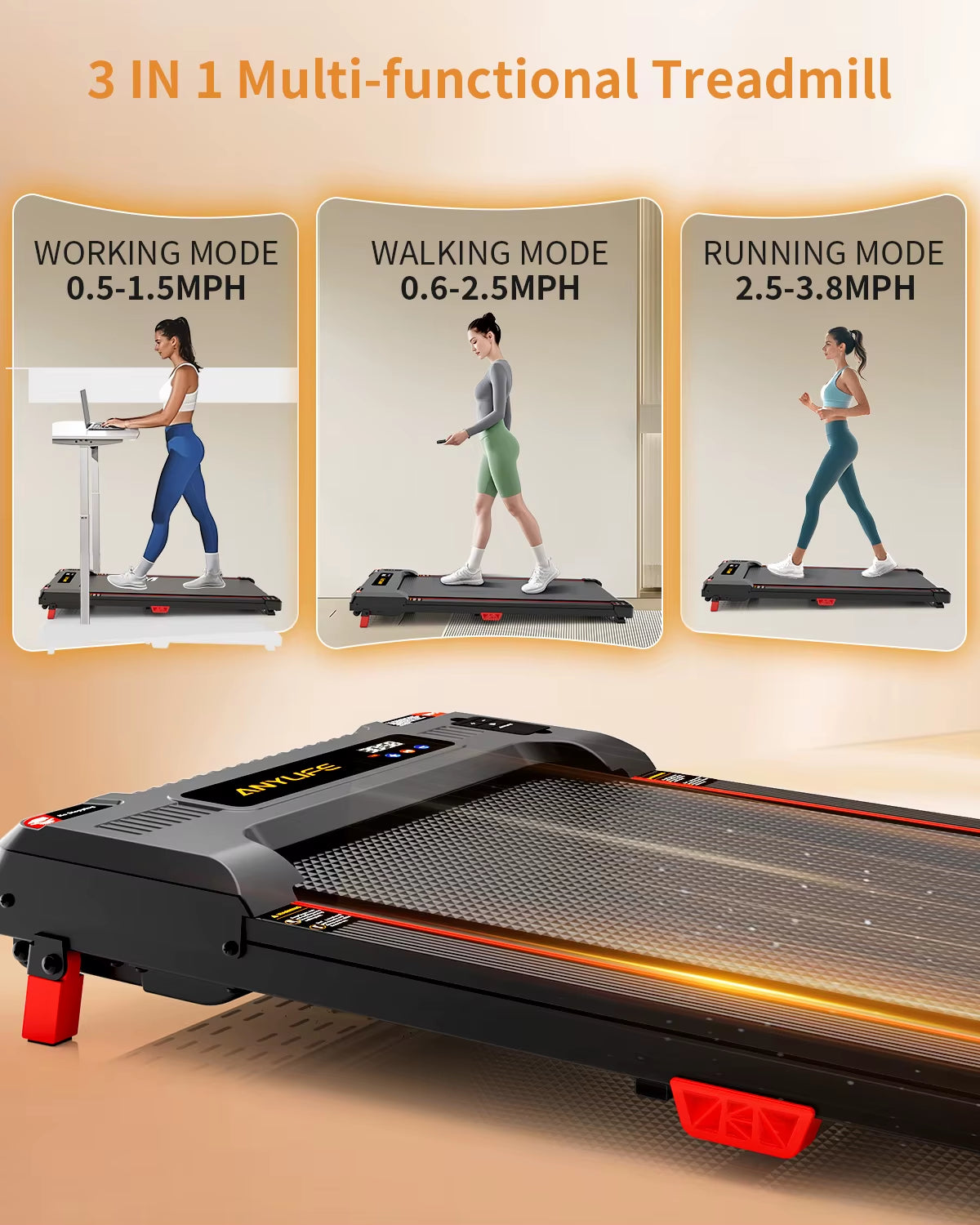 Under Desk Treadmill, Incline Walking Pad Treadmill 330Lbs Capacity, 2.5HP Portable Treadmills for Home