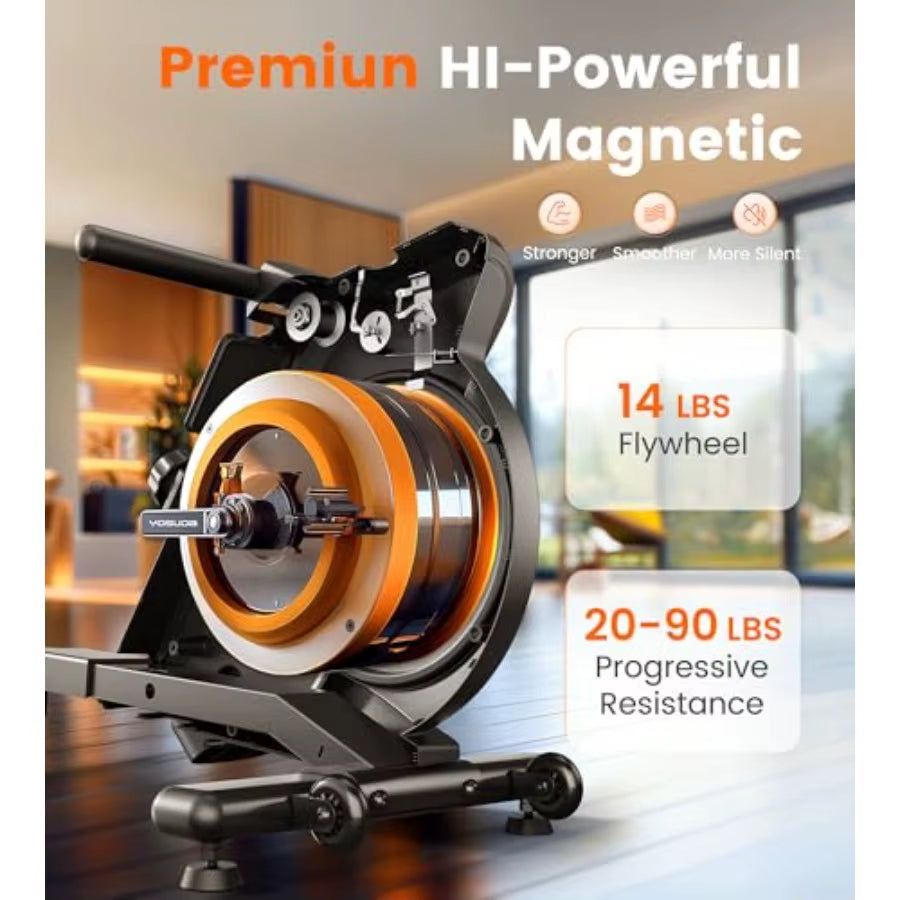 Magnetic Water Rowing Machine for Home Use with Bluetooth App Support Heavy-Duty Rowing Machine for Taller Athletes Comfortable