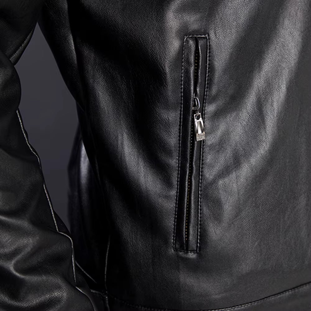 Leather Lop Bags Men'S Autumn Winter Slim Leather Jacket Fashion Custom Printed Motorcycle Coat Zipper Куртка Мужская Зимняя