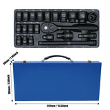 22-Piece 1/2-Inch Impact Socket Wrench Set with Quick Release Ratchet, 6-Point Metric Sizes (10-32mm) for Repairing Applications