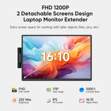 14.1Inch Laptops Screen Extender Triple Dual FHD 1200P IPS Portable Monitors for Windows Macbook Chrome 13.3-17.3 Inch