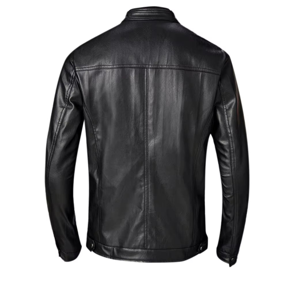 Leather Lop Bags Men'S Autumn Winter Slim Leather Jacket Fashion Custom Printed Motorcycle Coat Zipper Куртка Мужская Зимняя