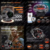 2025 Men 1.7-Inch AMOLED Screen Smart Watch 1000Mah Battery Heart Rate Bluetooth Call NFC GPS Tracker Sports Fitness Watches New