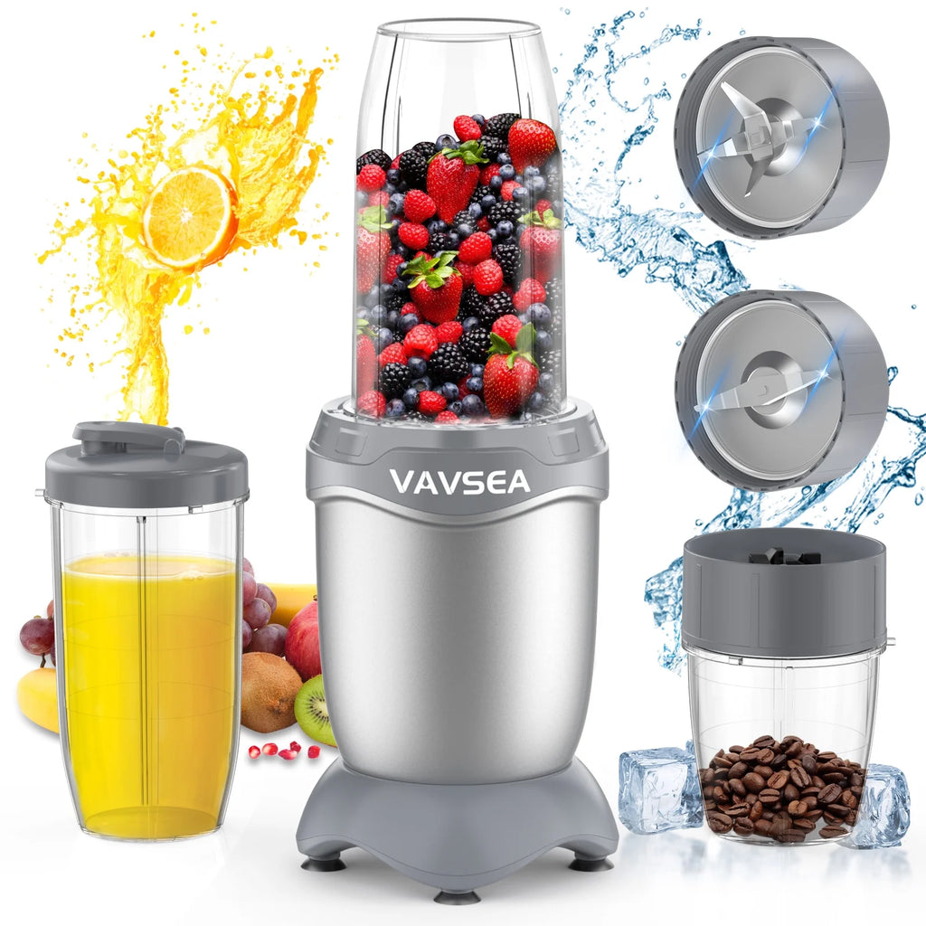 3-In-1 Smoothies Blender, 11 Pcs Countertop Blender for Shakes and Smoothies, BPA Free ,Silver Gray
