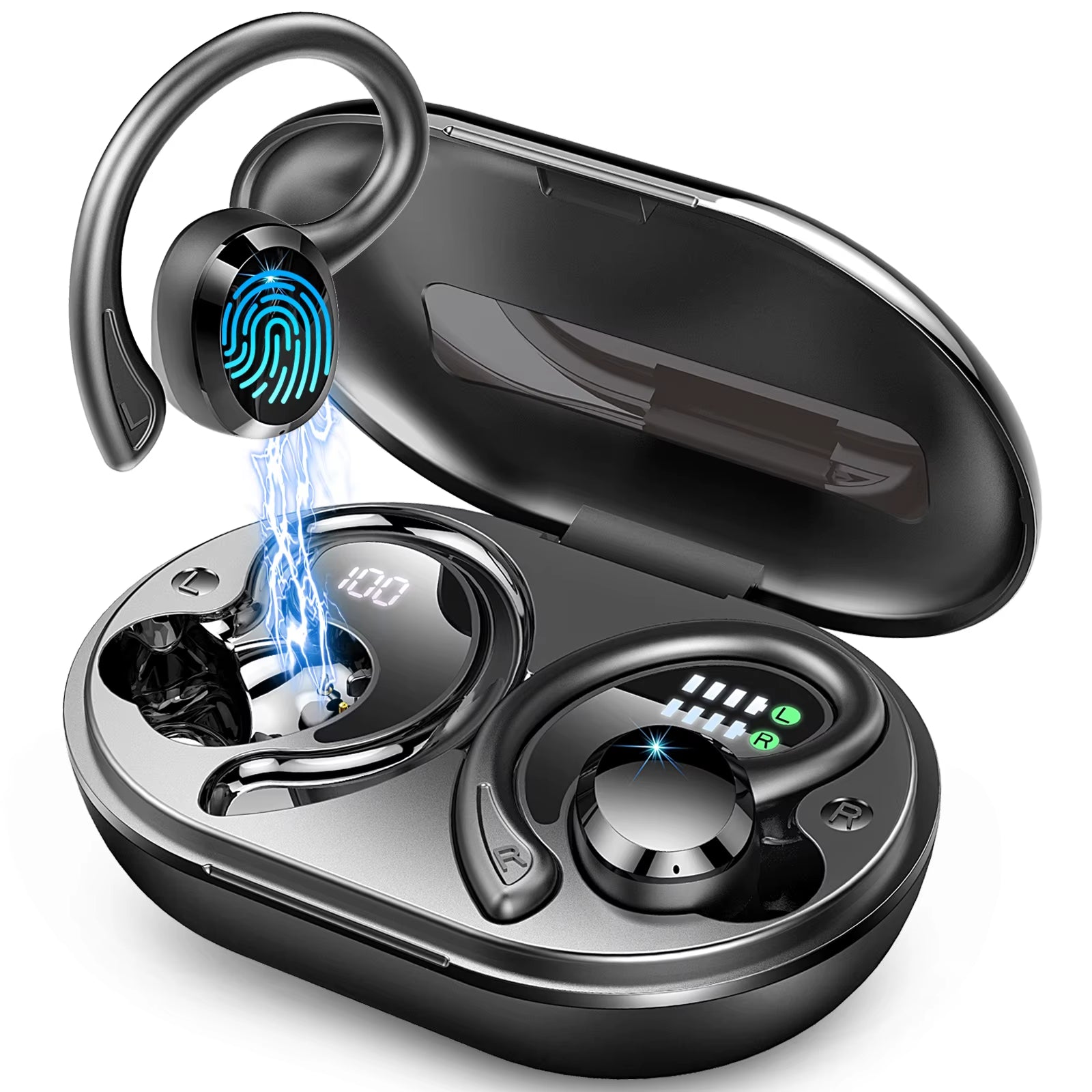 Wireless Earbuds, Bluetooth 5.3 Earbuds Stereo Bass, In-Ear Noise Cancelling Mic, Earphones IP7 Waterproof Sports, 40H Playback.