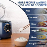 Mini Rice Cooker 2 Cups Uncooked, 1.2L Portable Non-Stick Small Travel Rice Cooker, One Button to Cook and Keep Warm Function, B