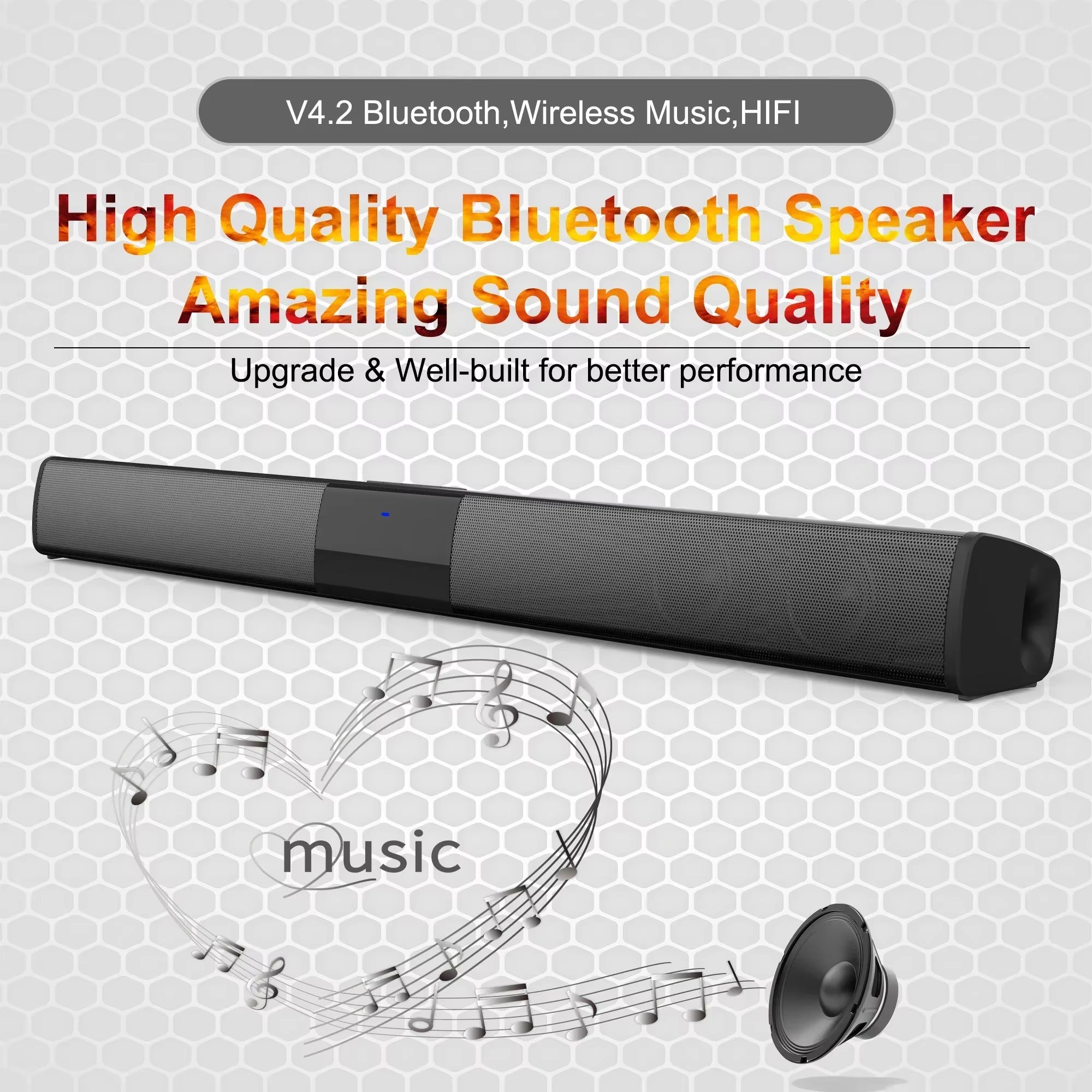 Bluetooth Speaker Column High Power Portable Speaker TV Soundbar for Computer Music Center Boom Box with TF AUX USB Radio