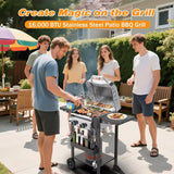 2 Burner BBQ Propane Gas Grill Stainless Steel 16 000 BTU Patio Garden Barbecue Grill with Two Foldable Shelves Gas Grill With