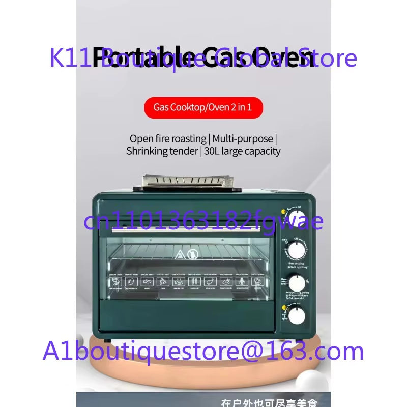 Household Multifunctional Outdoor Gas Pizza Oven Camping Gas Stove 2-In-1 Box Oven Portable Small Baking Oven