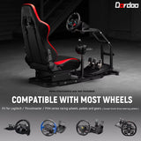 Adjustable Gaming Sim Cockpit with Red Seat Fits for Logitech G920 G923,Thrustmaster T300 Racing Steering Wheel Stand