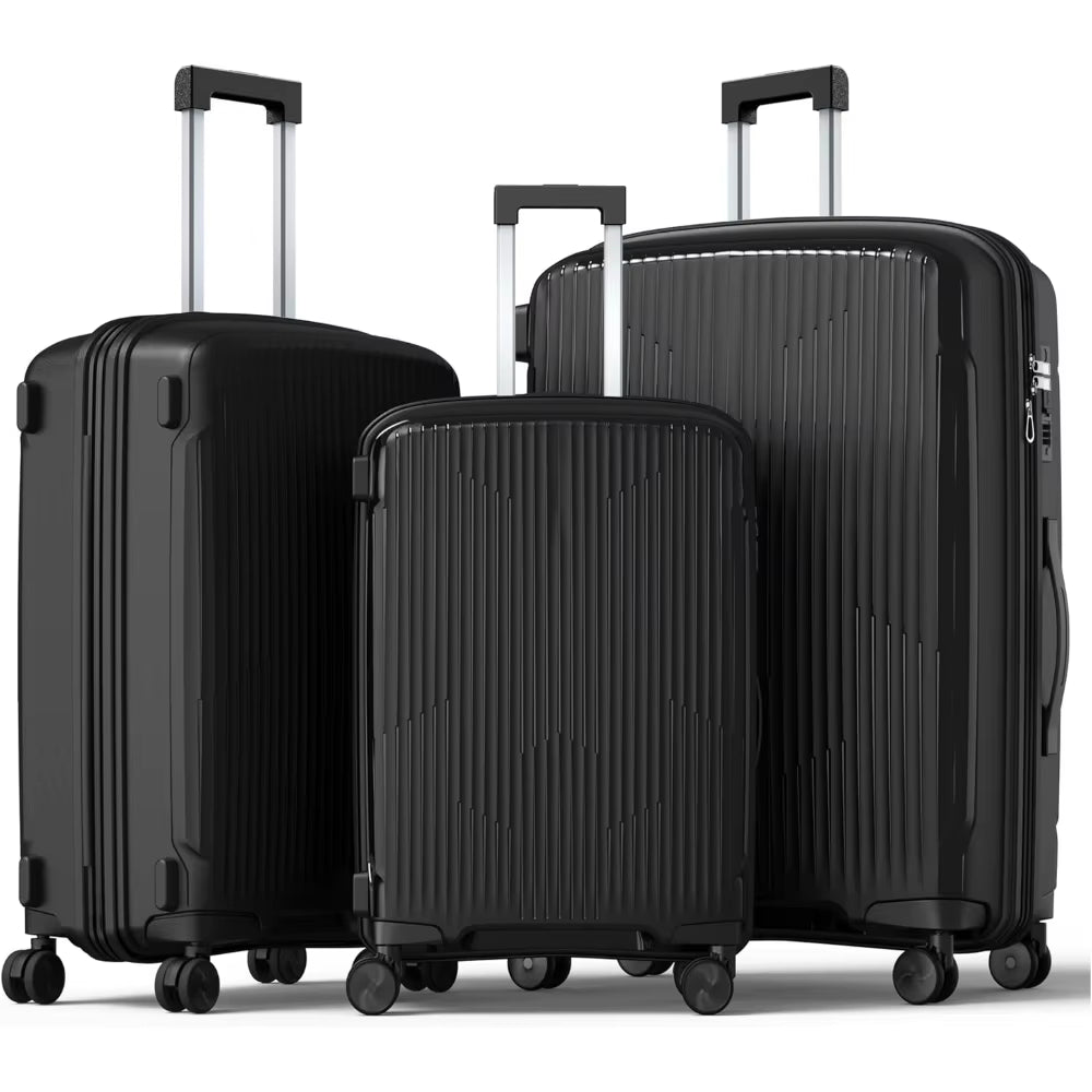 3-Piece Hardside Luggage Set with Spinner Wheels & TSA Lock, 20 Inch Carry On, 24 & 28 Inch Checked Suitcases