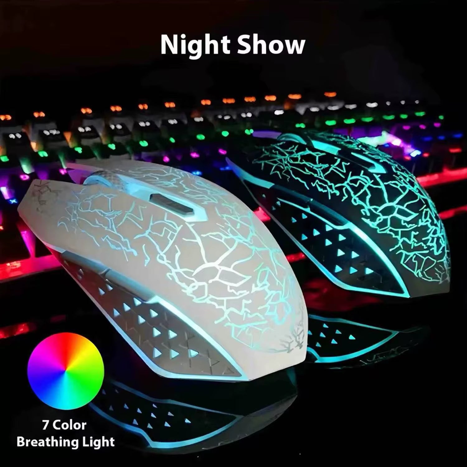 2.4G Bluetooth Wireless Mouse Rechargeable 7 Colors RGB LED Backlit Gaming Mouse Ergonomic Mice for Gamer Computer Laptop Ipad