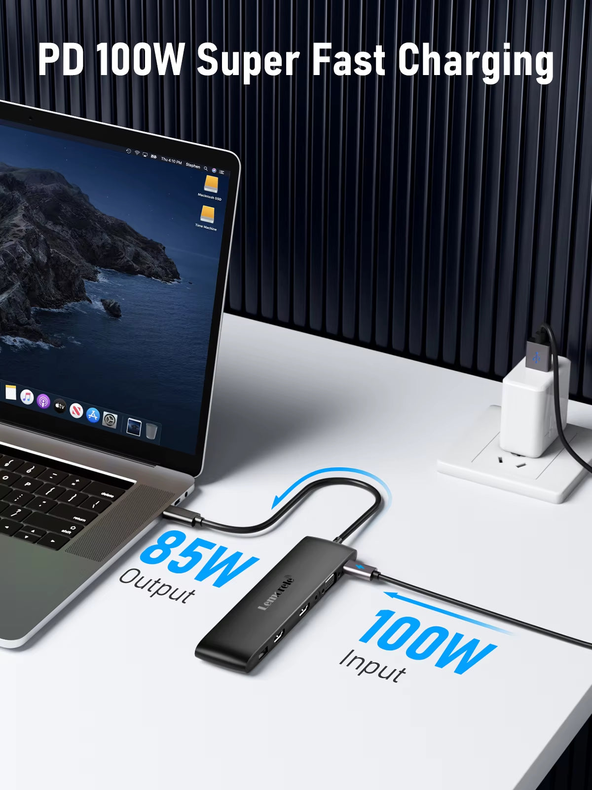 TC97 USB Hub USB 3.1 Dock Station USBC to Dual HDMI 4K 10Gpbs Type-C 100W Adapter VGA USBC 3.1 for Macbook Windows