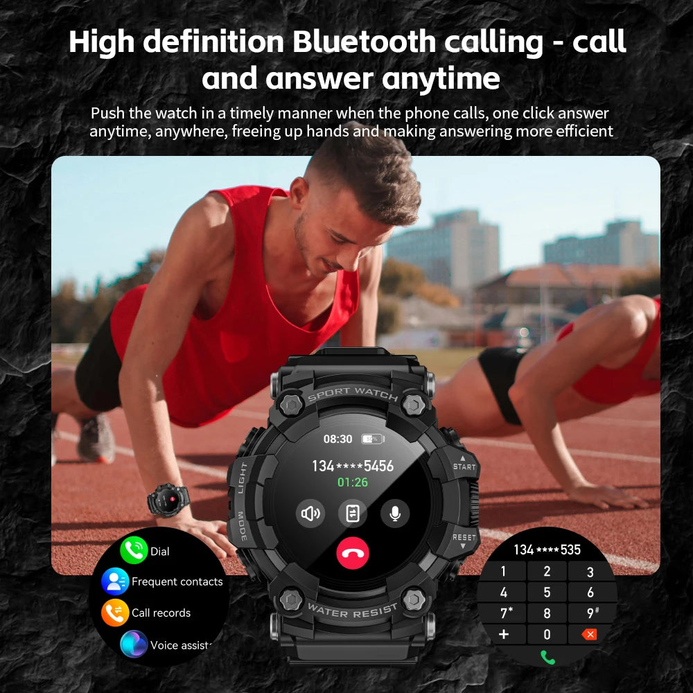 Rugged Sport Smart Watch ATTACK-GT Bluetooth Calls Colorful Waterproof Military Smartwatches with Flashlight for Phone