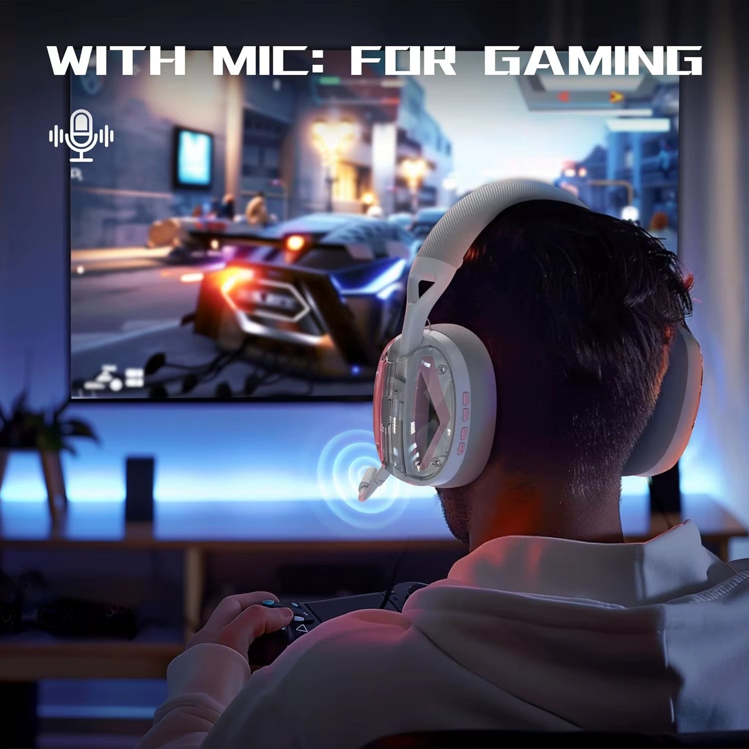 L60 Ultra-Light Gaming Headphone, 2.4G/Bt/Wired Tri-Mode, Wireless with Usb & Type C Receiver, Detachable Mic