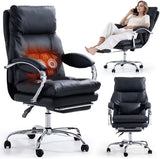 Ergonomic Executive Office Chair with Footrest, High Back PU Leather, Adjustable Recline, and Swivel Design