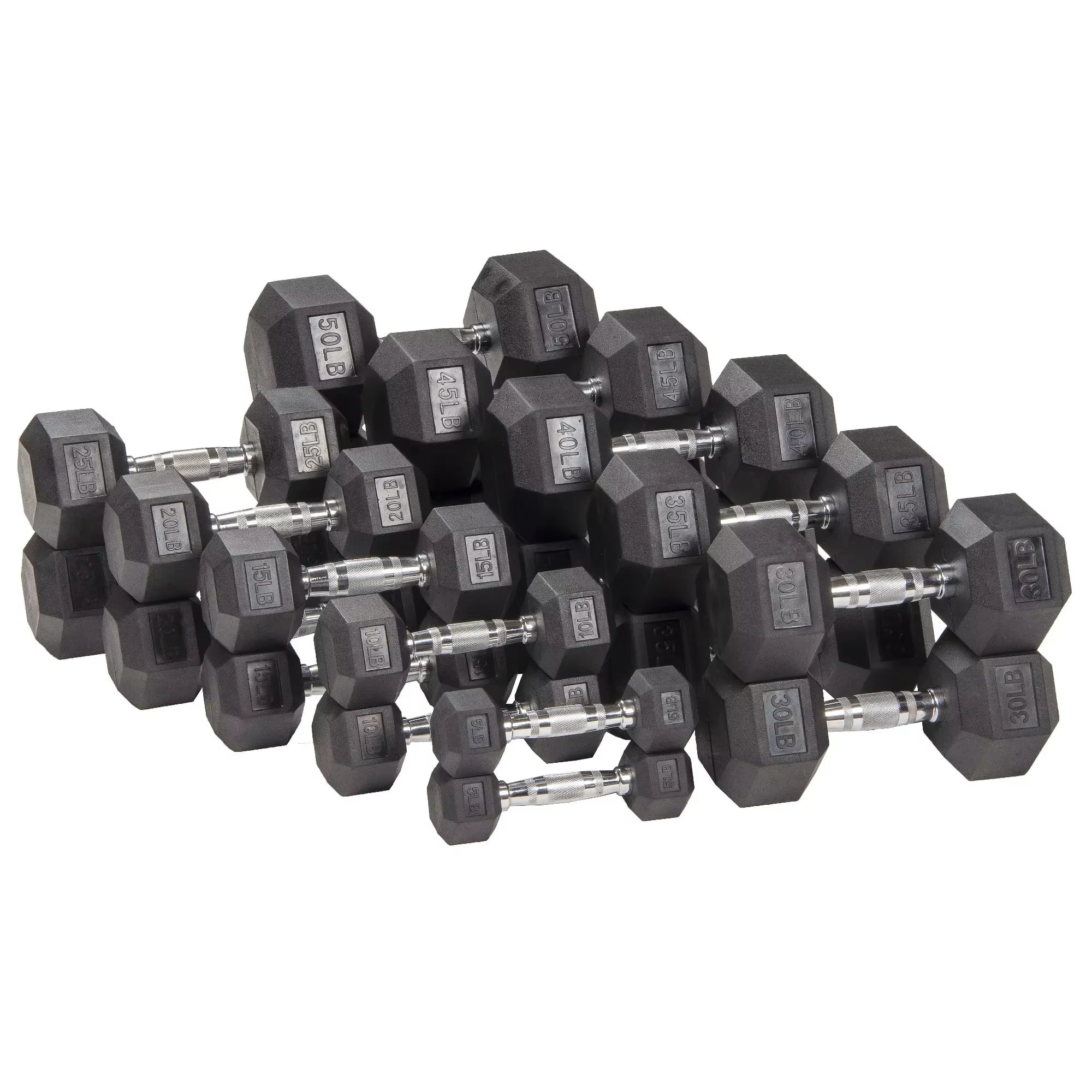 20Lb Black Rubber Encased Hex Dumbbell Single, Non-Roll Design for Home Gym Strength Training & Weightlifting
