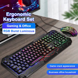 Rainbow Glow Gaming Keyboard & Mouse Set, Backlit, Ergonomic, Mechanical Feel