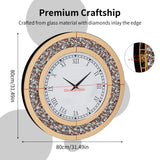 60/80CM Bling Silver round Mirror Clock Glam Sparkle Twinkle Shining Mirrored Wall Clock for Home Decor