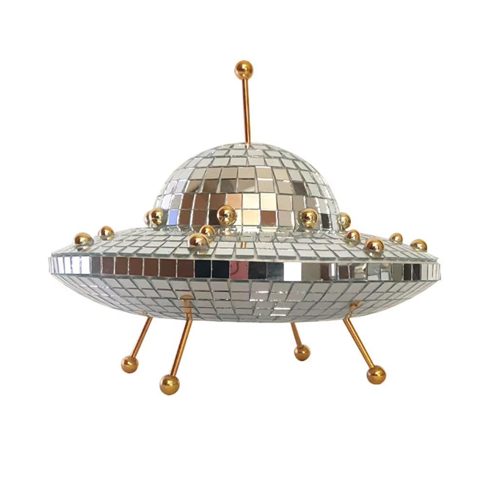 UFO Disco Mirror Ball Retro Reflective UFO Space World Shape DJ Light Modern Home Decor for Party Room Sculptures and Figurines