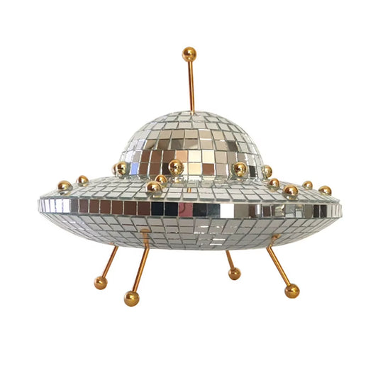 UFO Disco Mirror Ball Retro Reflective UFO Space World Shape DJ Light Modern Home Decor for Party Room Sculptures and Figurines