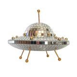 UFO Disco Mirror Ball Retro Reflective UFO Space World Shape DJ Light Modern Home Decor for Party Room Sculptures and Figurines