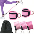 3Piece Set Natural Latex Yoga Resistance Bands, Hip and Leg Shaping Trainer with Ankle Straps for Home Gym Multi-Level Fitness E