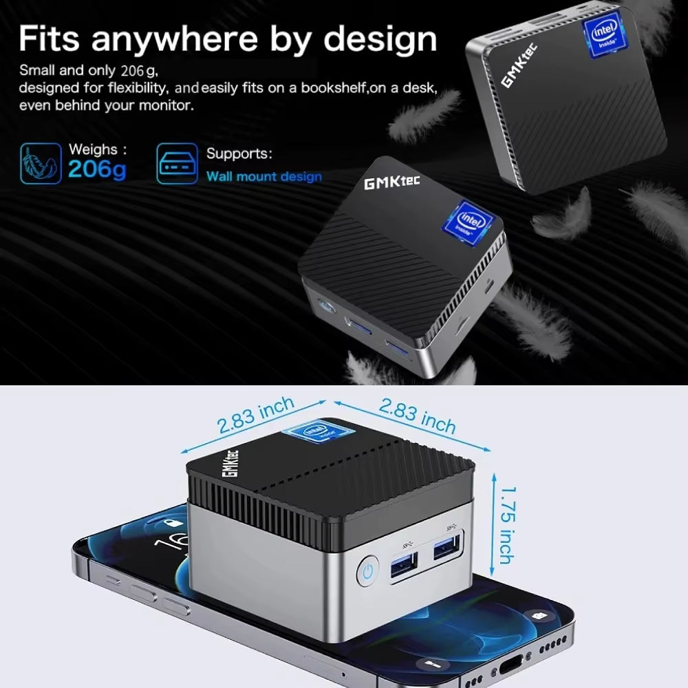 Gmktec KB5 Mini PC Intel Celeron N5105 Windows 11 Pro 4K Mini PC DDR4 8GB RAM 128GB ROM Wifi5 BT4.2 Desktop Computer Work