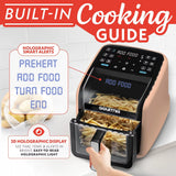 7 QT Air Fryer with Panoramic Window, Interior Light, 12 Presets & Dishwasher Safe Accessories in Peach