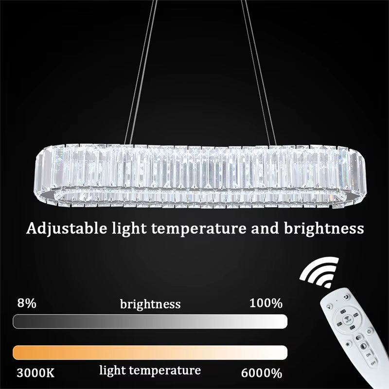 Indoor K9 Crystal Oval Ring Lamp Luxury Interior Decoration Led Chandelier Dining Room Lustre Hanging Lighting for Living Room