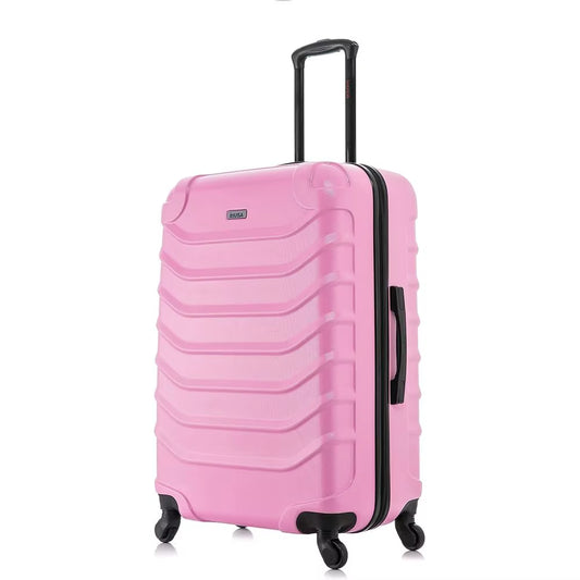 Lightweight Hardshell Spinner Luggage with Handle and Trolley, 28-Inch Pink Travel Suitcase