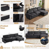 121" Cloud Couch, Comfy Modular Sectional Sofa Set for Living Room,Modern Linen 3-Seat Convertible Loveseat Sofa with 1 Ottoman